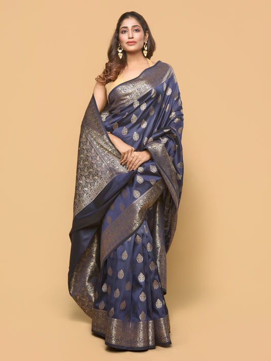 Blue Zari Woven Banarasi Silk Saree