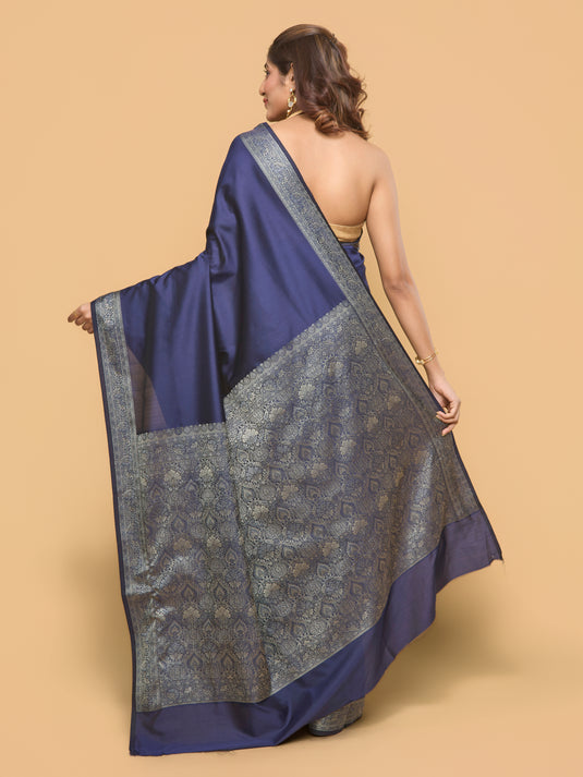 Blue Woven Banarasi Silk Saree