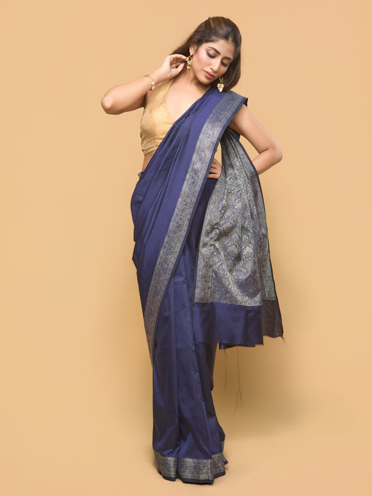 Blue Woven Banarasi Silk Saree