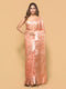 Peach Zari Woven Tussar Silk Saree