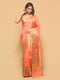 Peach woven dupion silk saree