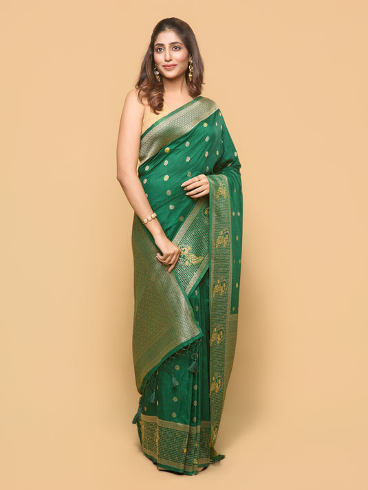 Green Zari Woven Banarasi Silk Saree