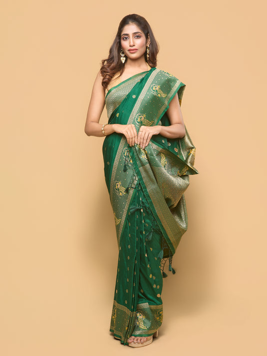 Green Zari Woven Banarasi Silk Saree