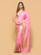Pink woven dupion silk saree