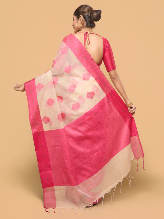 Pink Woven Kota Silk Saree