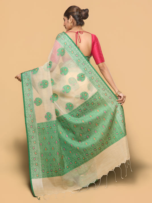 Green Woven Kota Silk Saree