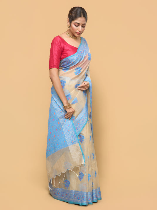 Blue Woven Kota Silk Saree