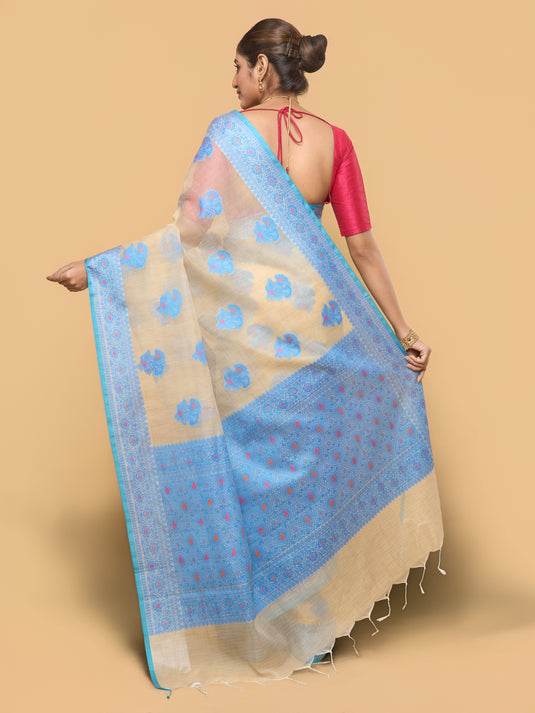 Blue Woven Kota Silk Saree