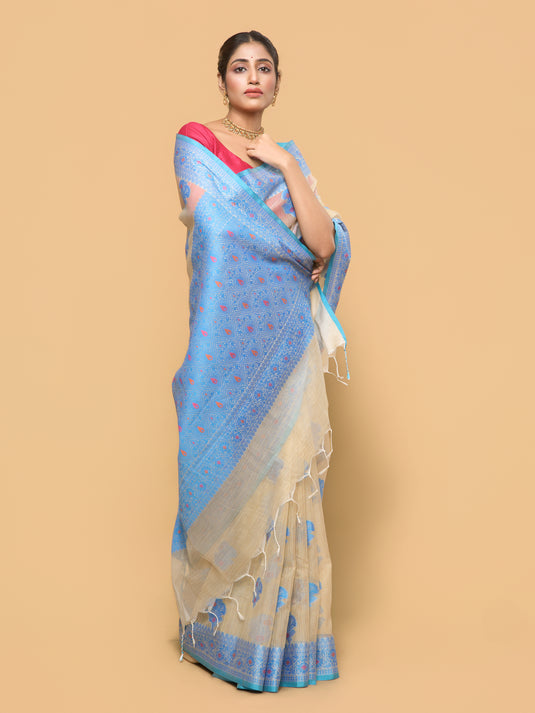 Blue Woven Kota Silk Saree