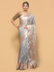 Grey Zari Woven Tussar Silk Saree