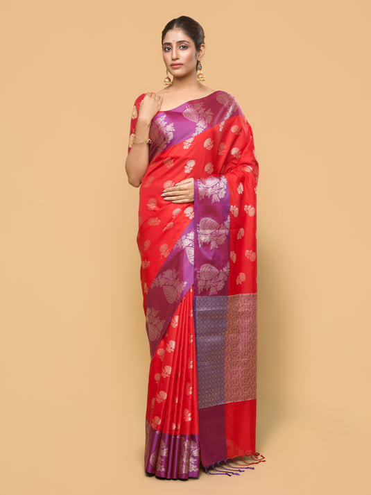 Red Zari Woven Banarasi silk saree