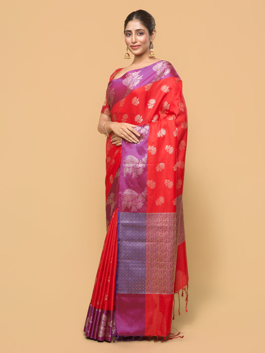 Red Zari Woven Banarasi silk saree