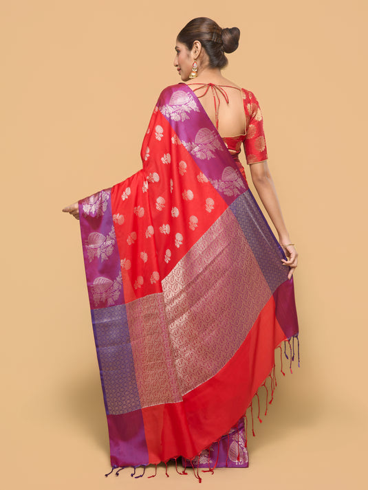 Red Zari Woven Banarasi silk saree
