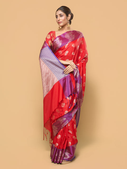 Red Zari Woven Banarasi silk saree