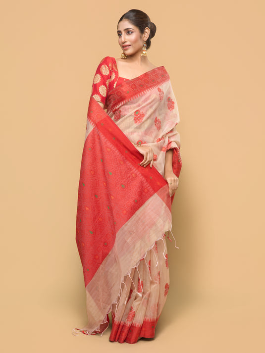 Red Woven Kota Silk Saree