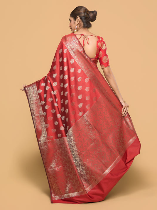 Red Zari Woven Banarasi Silk Saree