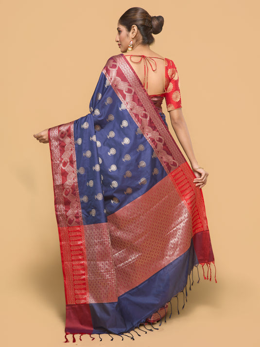 Blue Zari Woven Banarasi silk saree