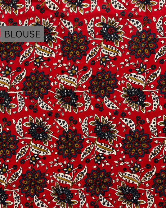 Red Cotton Hand Painted Saree