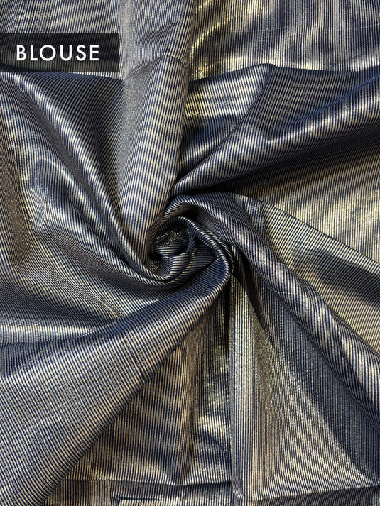 Blue Tussar Silk Zari Weaving Saree