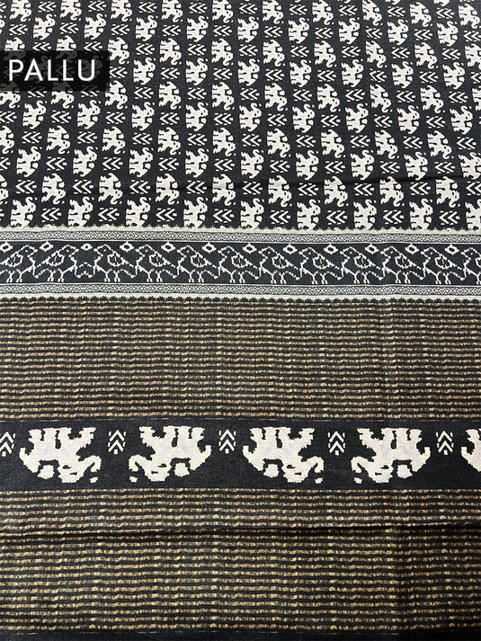 Black Tussar Printed Saree