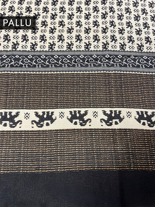 Beige Tussar Printed Saree