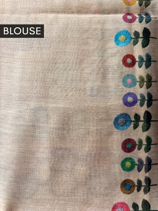 Yellow Checks Cotton Printed Saree