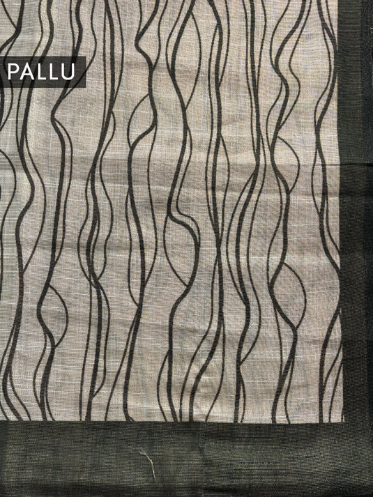 Beige Linen Printed Saree