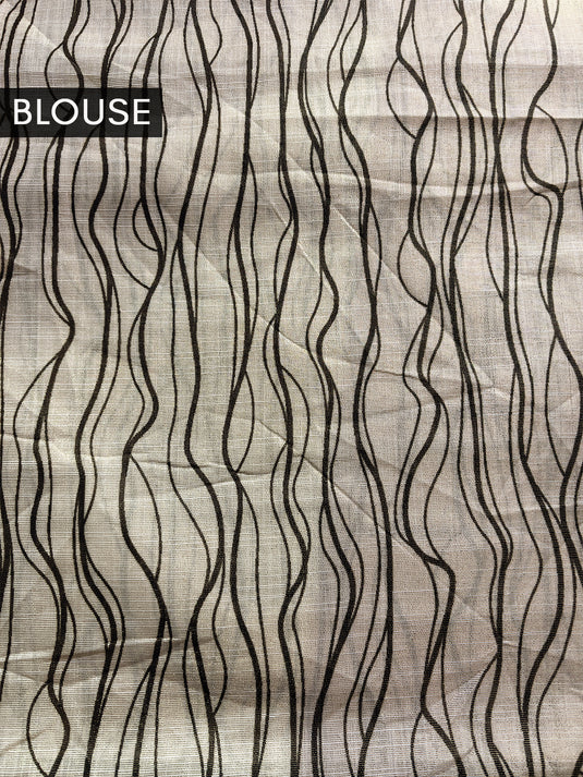 Beige Linen Printed Saree