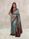 Blue Tussar Silk Kalamkari Printed Saree