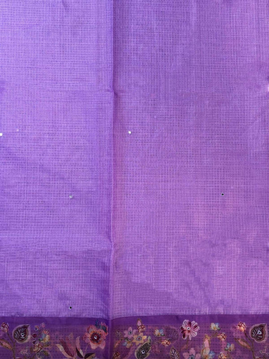 Purple Kota Silk Printed Saree