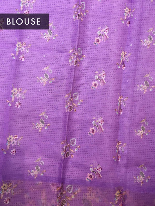 Purple Kota Silk Printed Saree