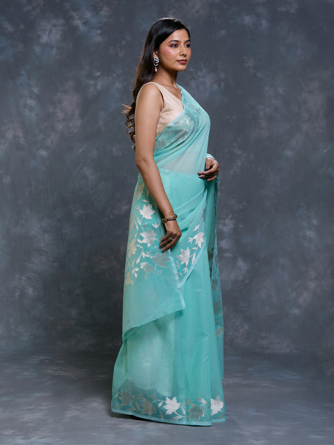 Blue Kota Zari Woven Saree_2