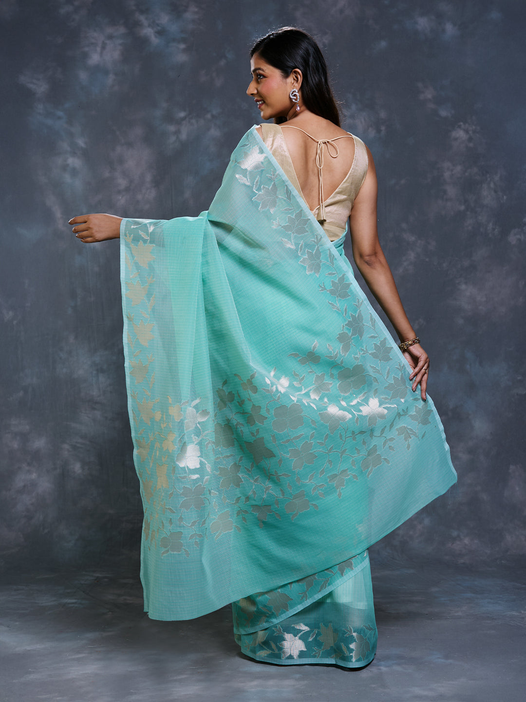 Blue Kota Zari Woven Saree_5