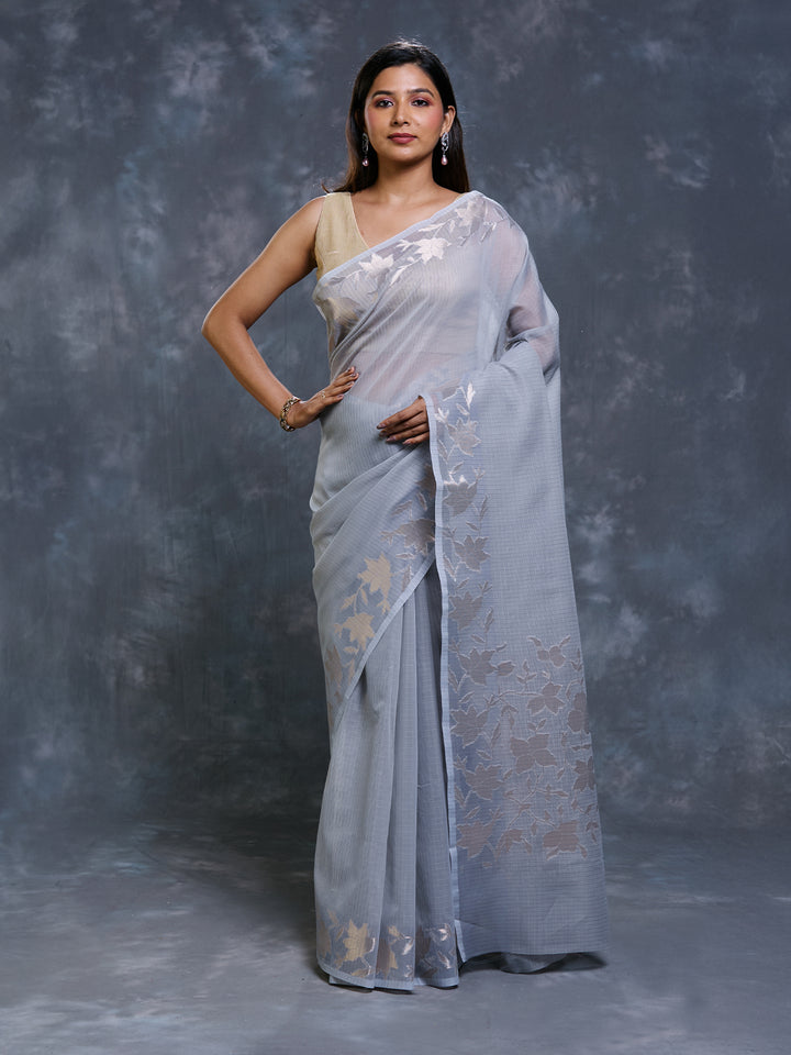 Grey Kota Zari Woven Saree