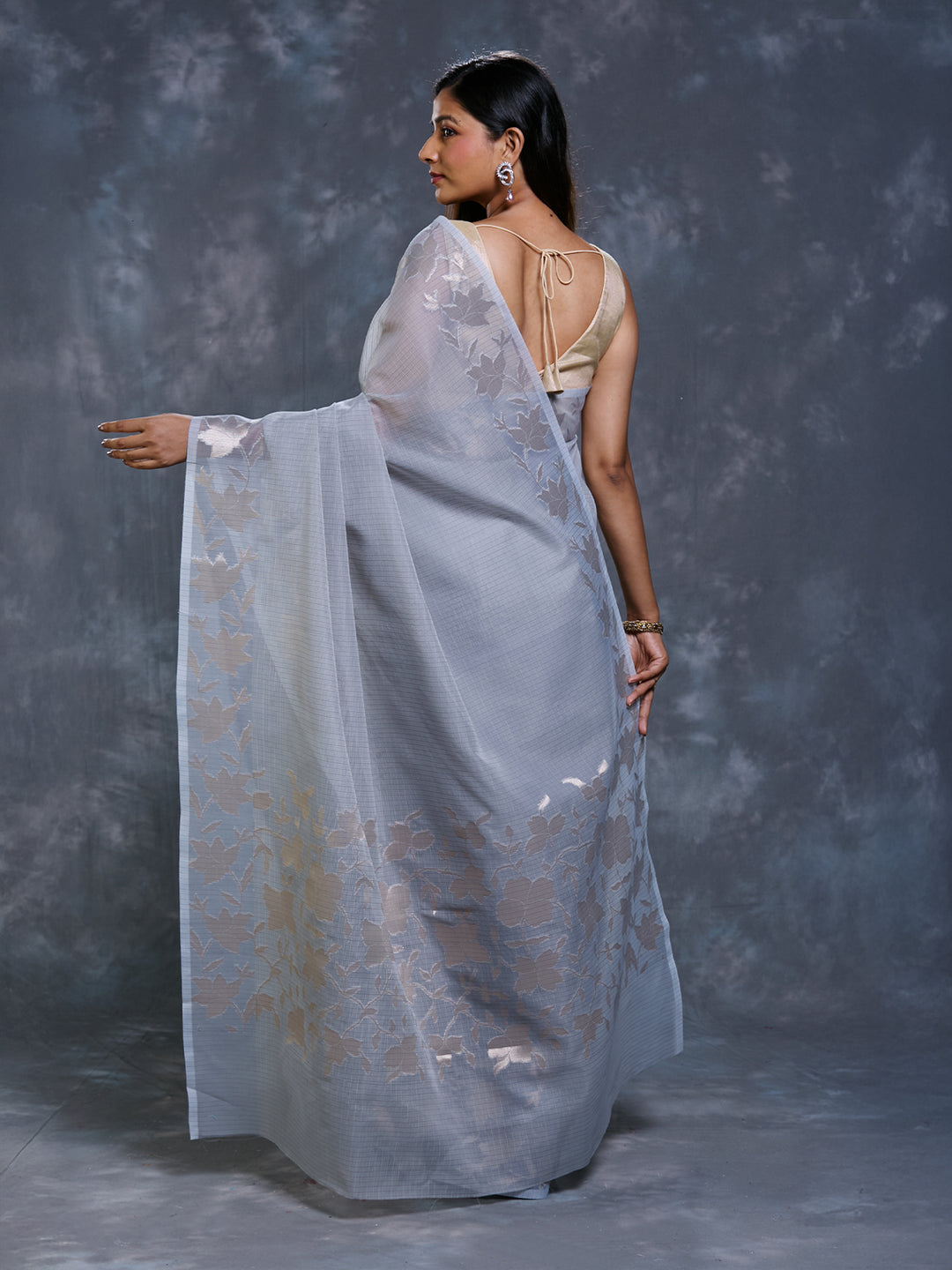 Grey Kota Zari Woven Saree_5