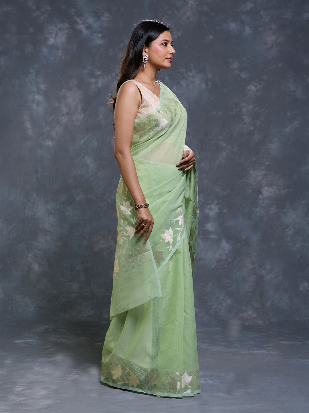 Green Kota Zari Woven Saree_2