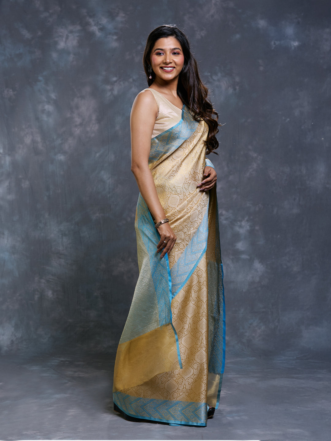 Blue Tissue Tanchui Saree_2