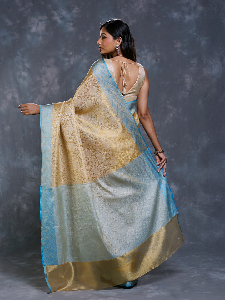 Blue Tissue Tanchui Saree