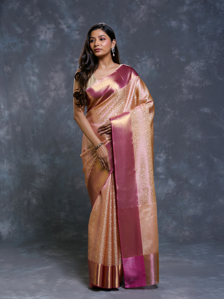 Peach Tissue Tanchui Saree