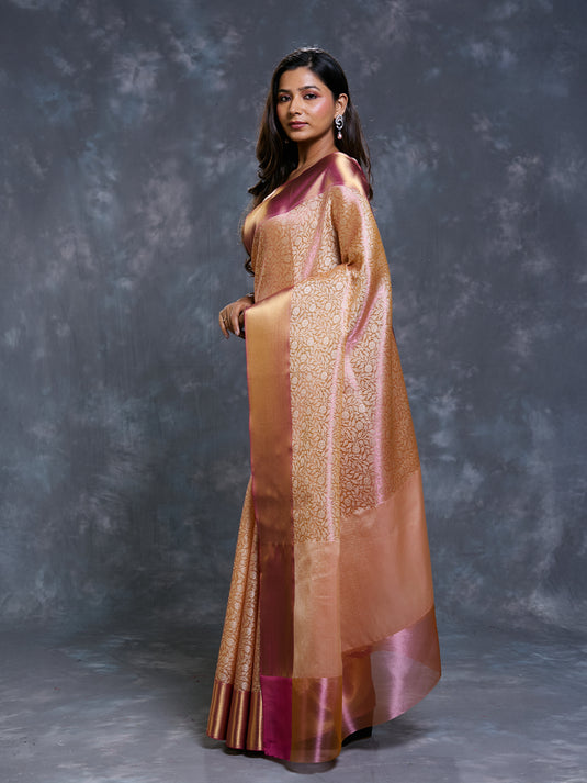 Peach Tissue Tanchui Saree