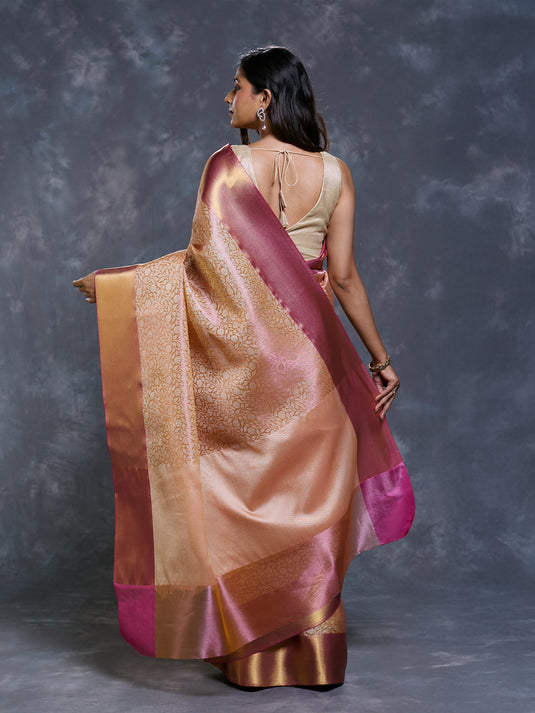 Peach Tissue Tanchui Saree