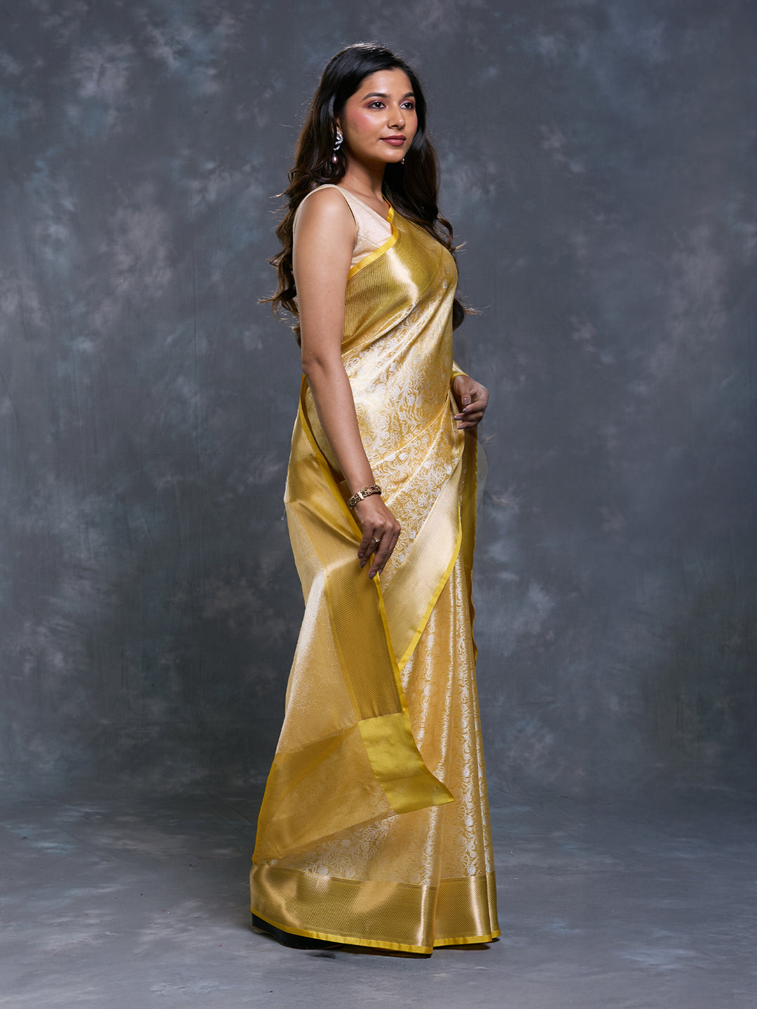 Yellow Tissue Tanchui Saree_2