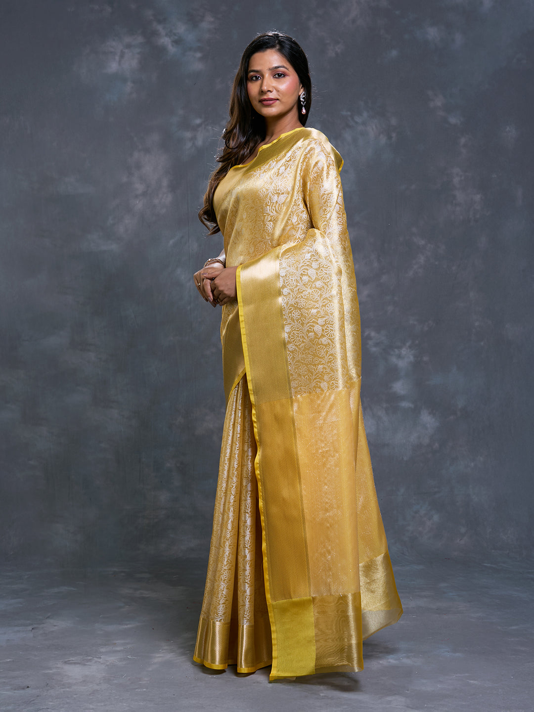 Yellow Tissue Tanchui Saree_3