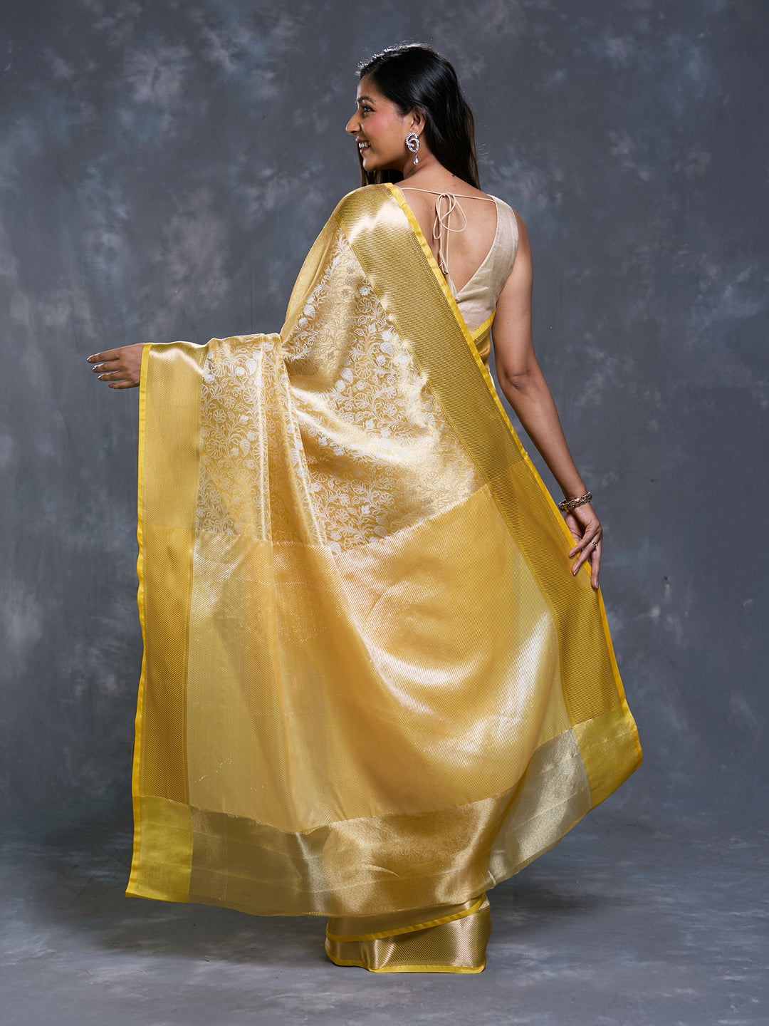 Yellow Tissue Tanchui Saree_5