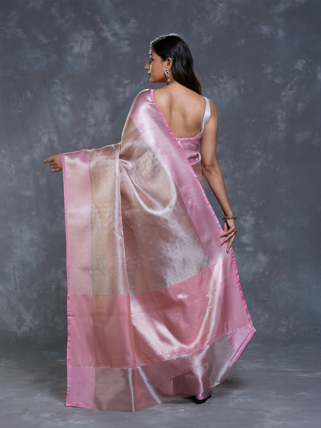 Pink Tissue Zari Brocade Saree_5