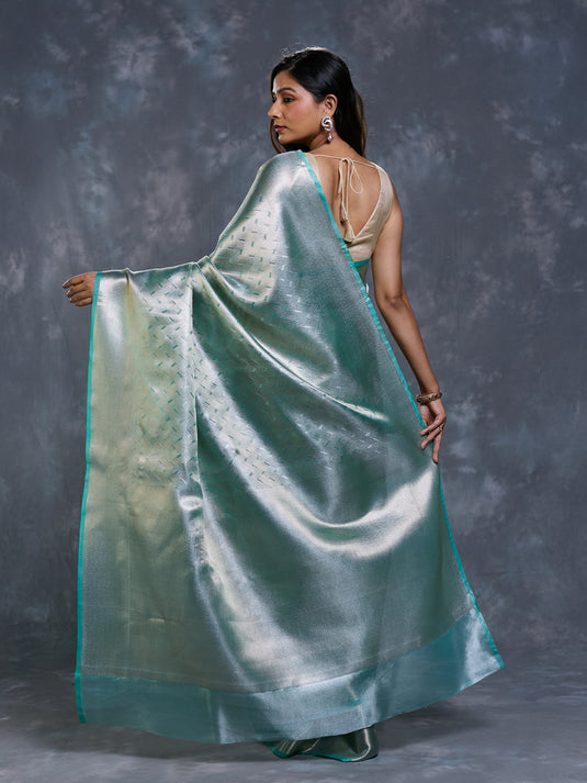 Green tissue Zari Brocade saree