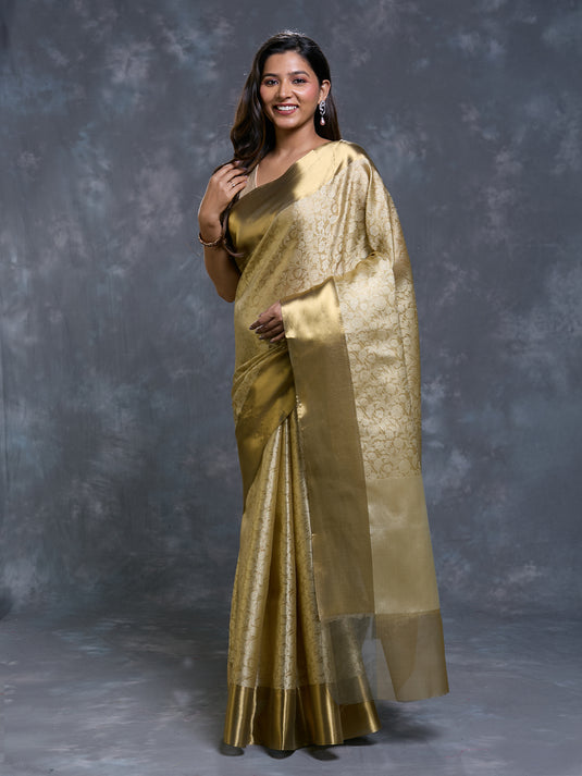 Gold Tissue Zari Brocade Saree