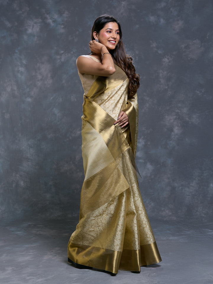 Gold Tissue Zari Brocade Saree