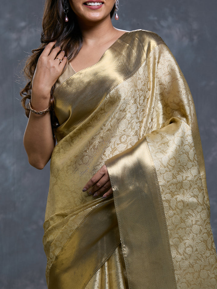 Gold Tissue Zari Brocade Saree