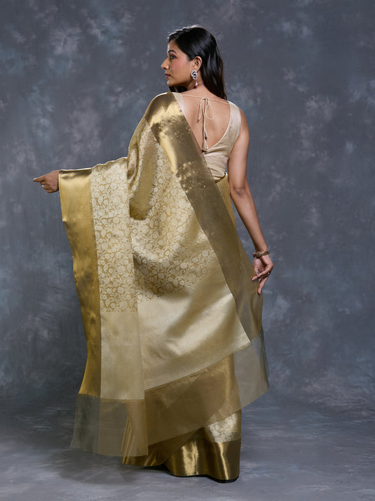 Gold Tissue Zari Brocade Saree